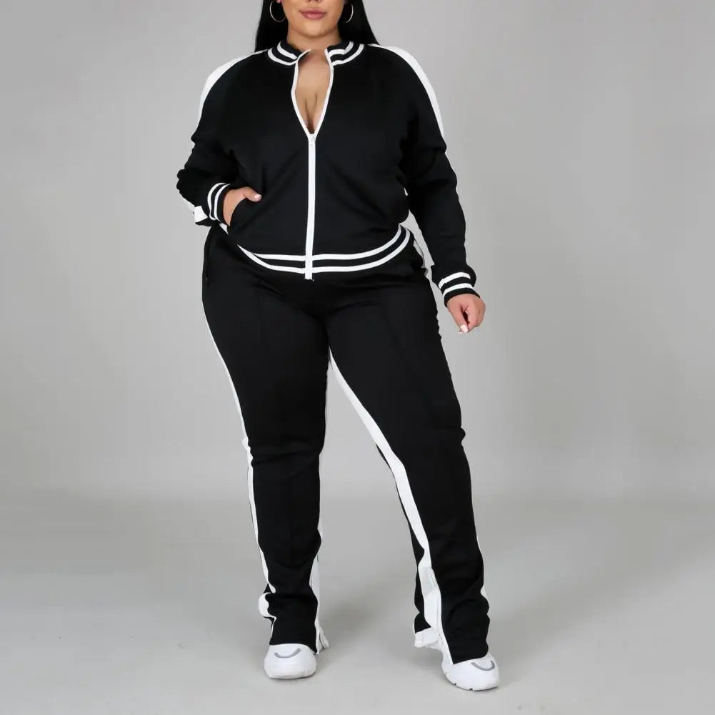 2025 Women Tracksuit Jogging Suit Plus Size Zip-up Long Sleeve Sweatsuit with Trousers Loose Fit Tracksuit Sports Casual Outfit Viralgem Store