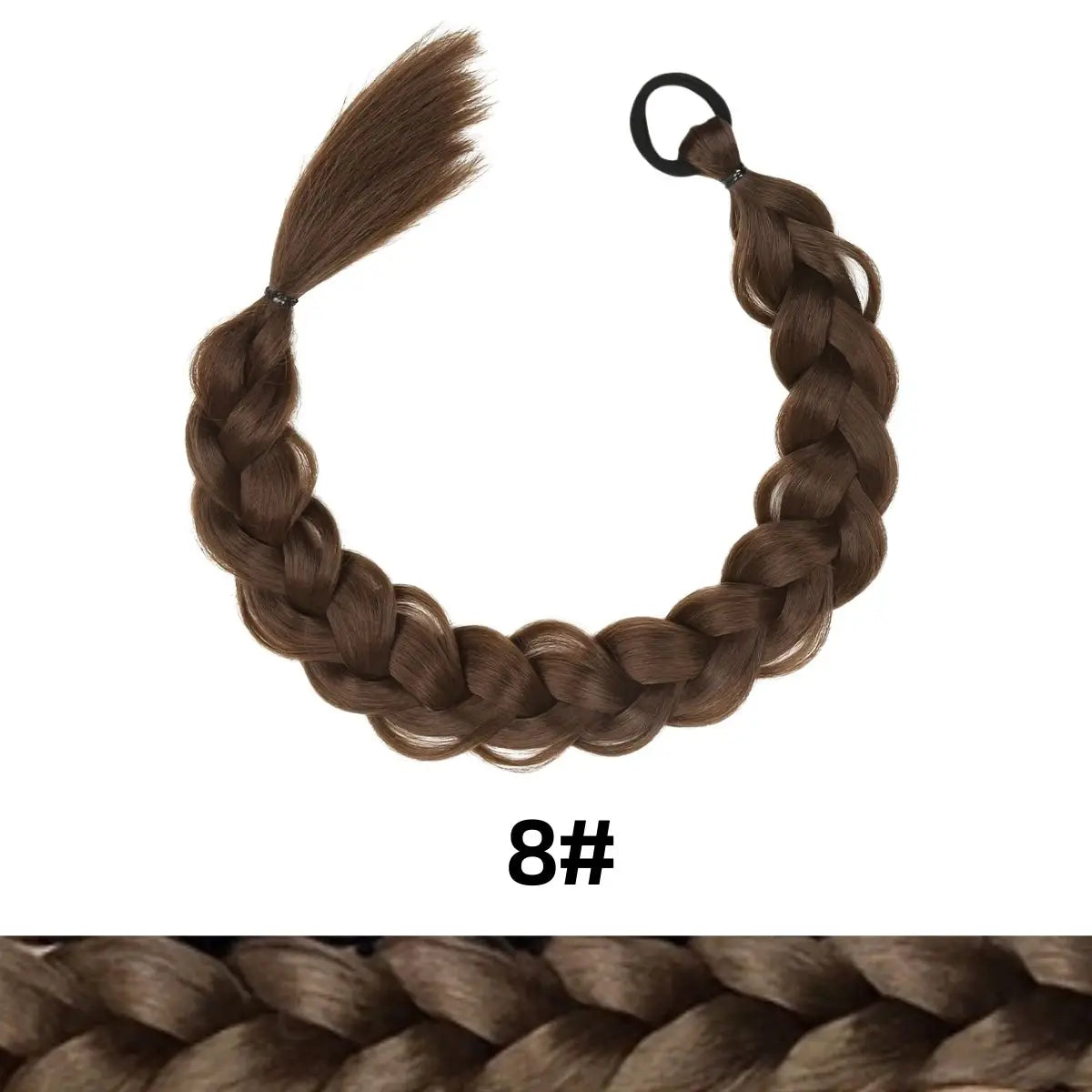 24 Inch Long Black Synthetic Braided Ponytail Hair Extension with Rubber Band for Women Hair Accessories Boxing Braids