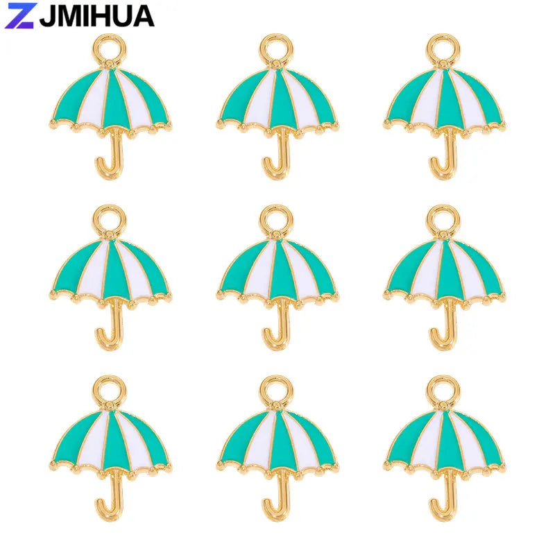 20pcs/lot Metal Enamel Cute Umbrella Charms For Jewelry Making Earrings Pendant Necklaces Bracelets DIY Handmade Accessories