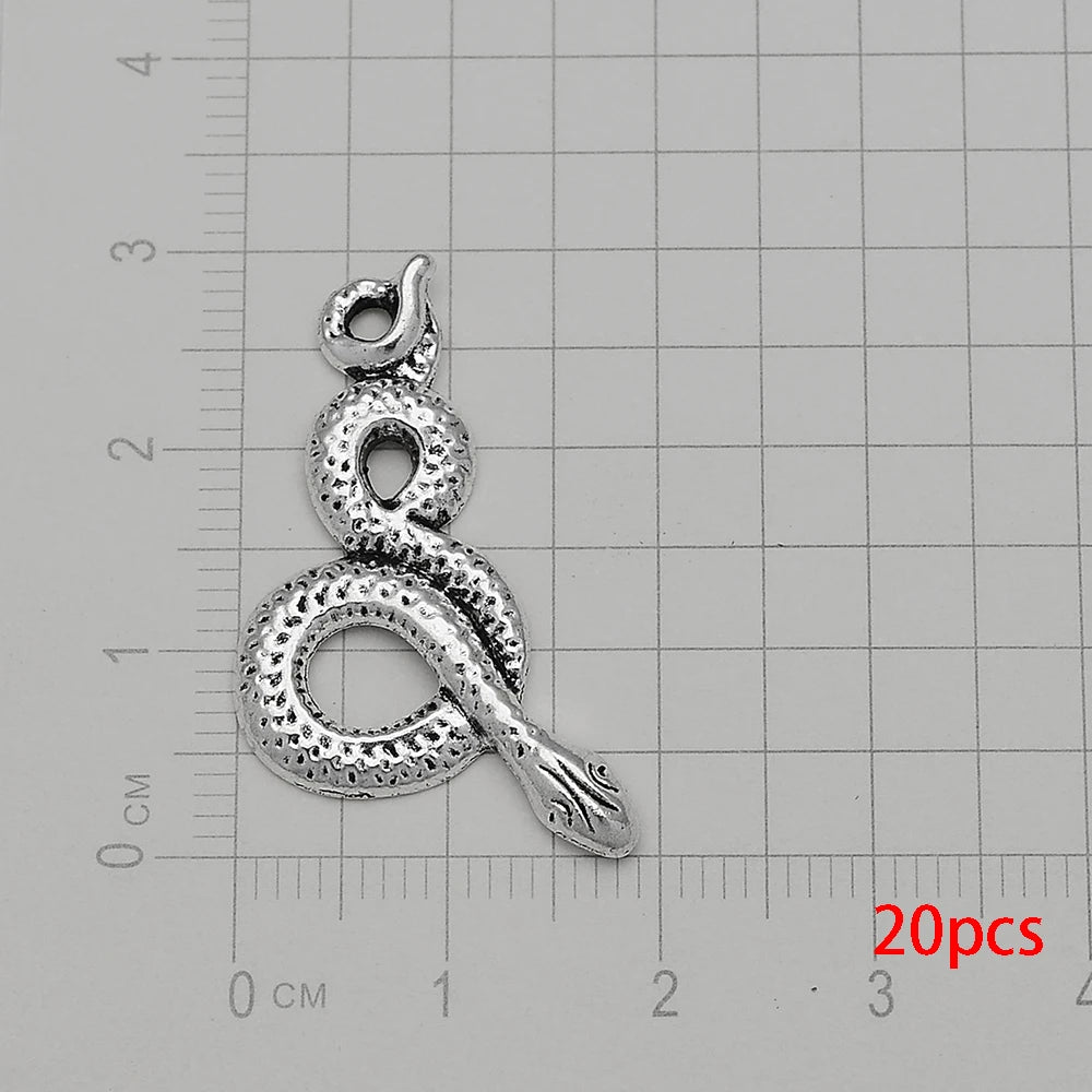 10/20pcs/lot Antique Silver Plated Snake Charms Animals Pendant For Diy Necklace Jewelry Making Findings Supplies Accessories Viralgem Store