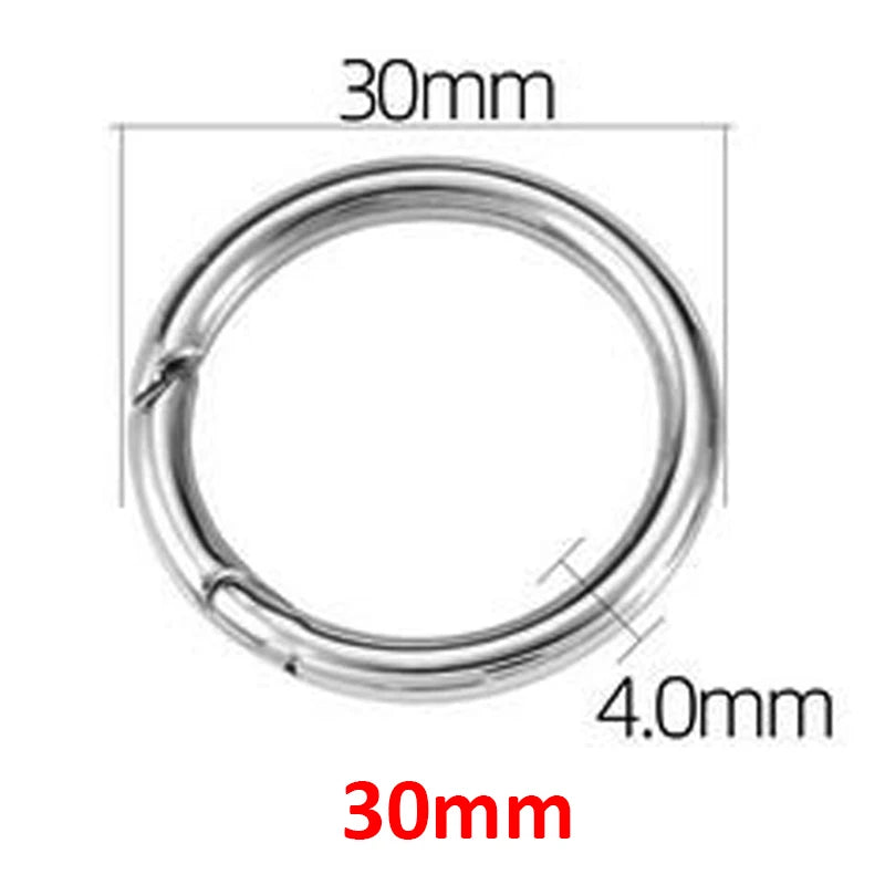 12-35mm Stainless Steel Spring Clasps Keyring Hooks for Keychain Key Holder Openable Round Key Ring Carabiner Jewelry Making DIY