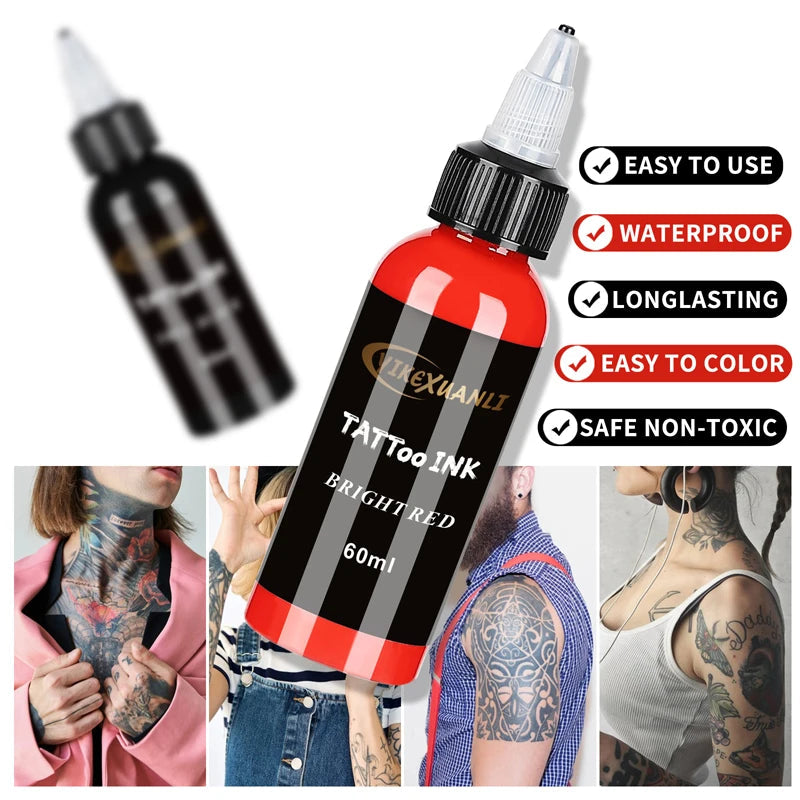 60ml red/black Tattoo Ink Pigment with box Body Art Tattoo Kits Professional Beauty Paints Makeup Tattoo Supplies Semi-permanent Viralgem Store