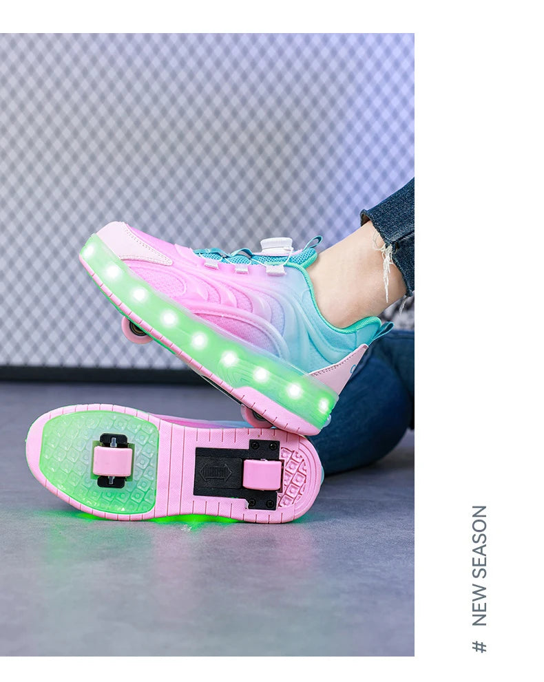 Two Wheels Children's Led Light Roller Skate Shoes For Kids Boys Girls Glowing Sports Luminous Sneakers Skateboard USB Charging Viralgem Store