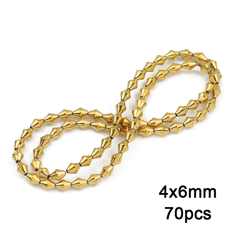 3A+ Retention Color Various Shapes Star Heart Hematite Natural Stone Plated Loose Gold Beads For Jewelry Making Diy Bracelets