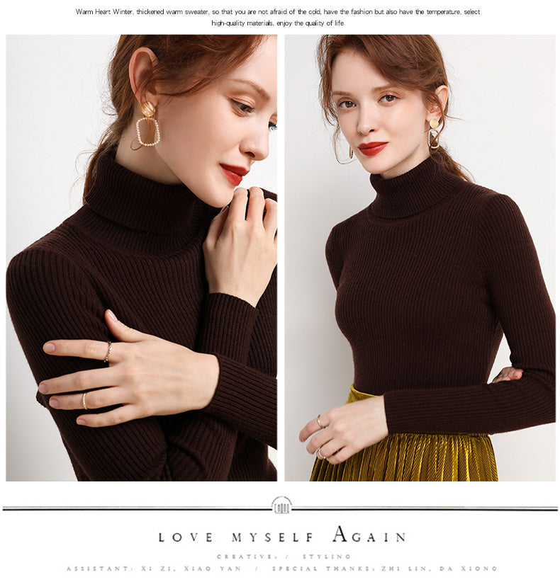 Women Turtleneck Sweater Knitted Soft Pullovers Cashmere Jumpers Basic Soft Sweaters For Women 2024 Autumn Winter