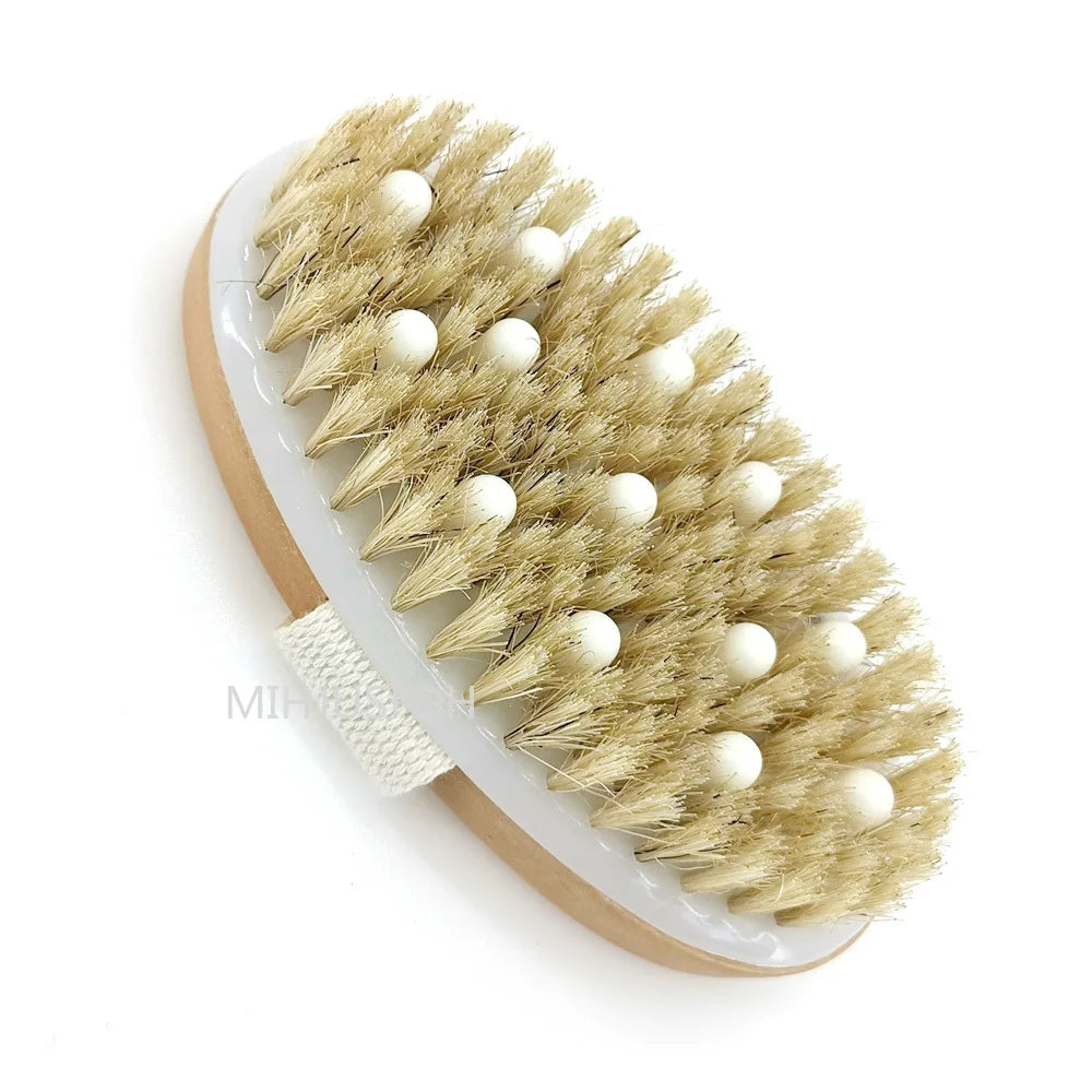 2 In 1 Dry Skin Body Massage Brush Natural Bristle Dead Skin Remover Anti Cellulite Exfoliates Blood Circulation Massage Tools Viralgem Store