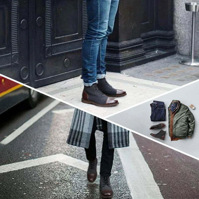 Winter Boots Men's Ankle Boots Warm Leather Casual High Top Men's Sneakers Fashion Plush Warm Thick Sole Ankle Boots