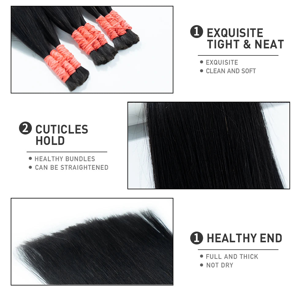 Wholesale Natural Human Hair For Braiding Straight Indian Hair Vietnam Virgin Bundles Afro Black Bulk 100% Human Hair Extension Viralgem Store