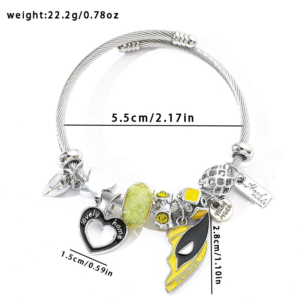 1pair Marvel Deadpool 3 Logo Deadpool and Wolverine Best Friends Handmade Bracelet Cosplay Heart Magnetic Bracelet Jewelry Viralgem Store