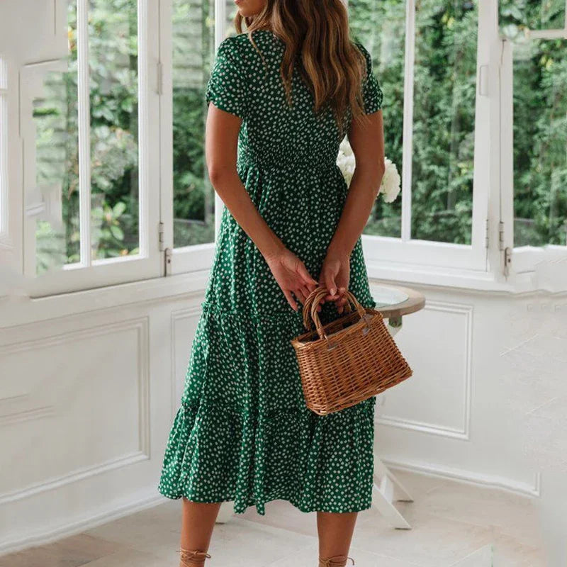 Vestidos Vintage Vintage Print Puff Sleeve summer Beach sweet dresses Casual Square collar floral maxi long dress 2022 festa Viralgem Store