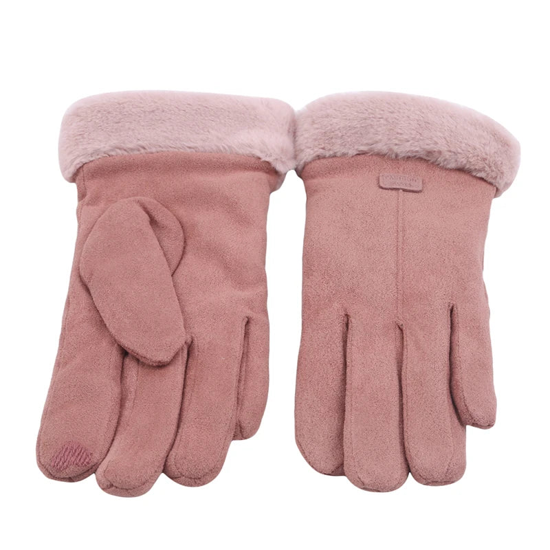 Women Gloves Autumn Winter Fashion Thickening Cold-Proof Warm Mitts Full Finger Mittens Outdoor Female Gloves Touchable Screen