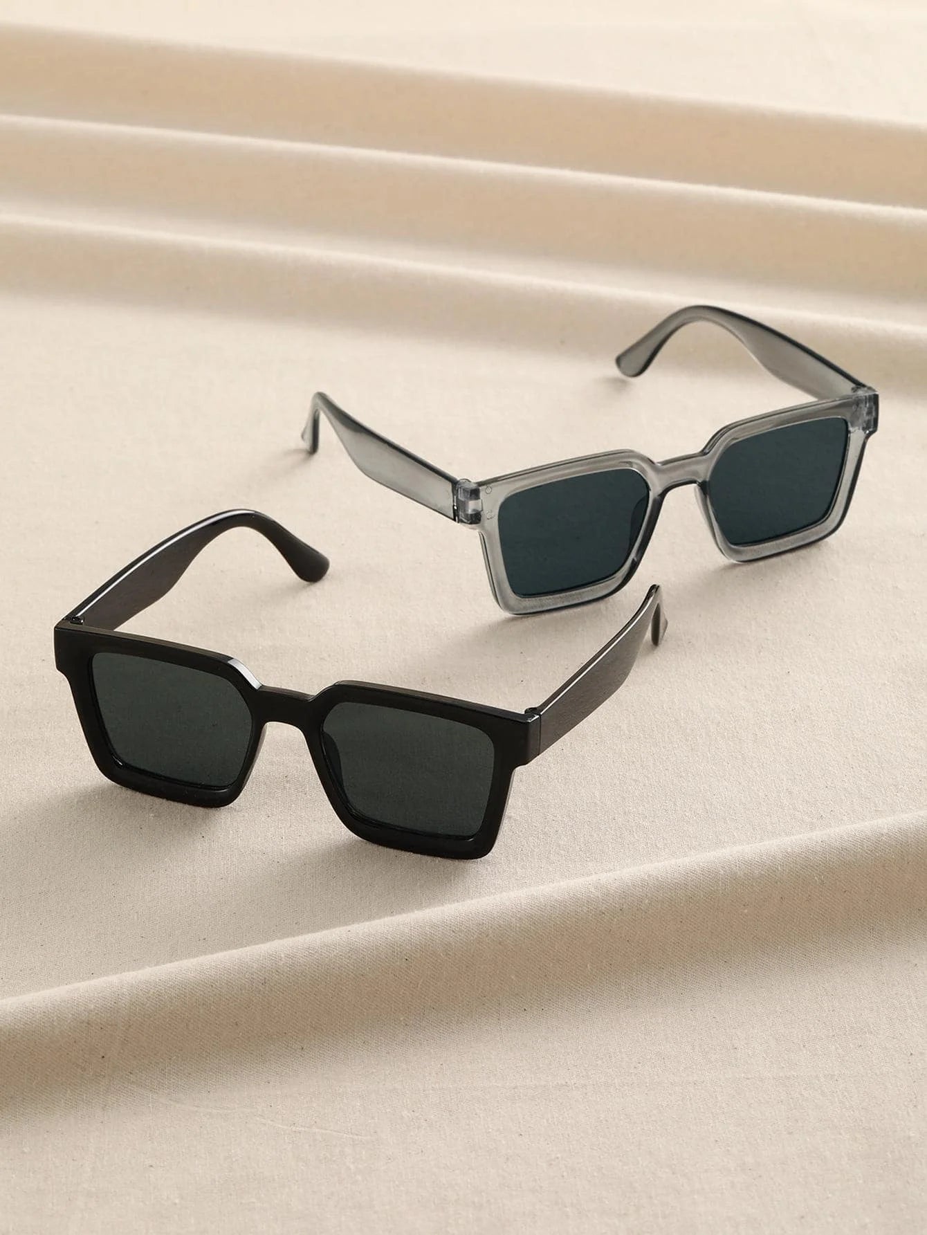 2pcs Women Men Square Frame Fashion Sunglasses For Vacation Driving UV400 Cycling Accessories