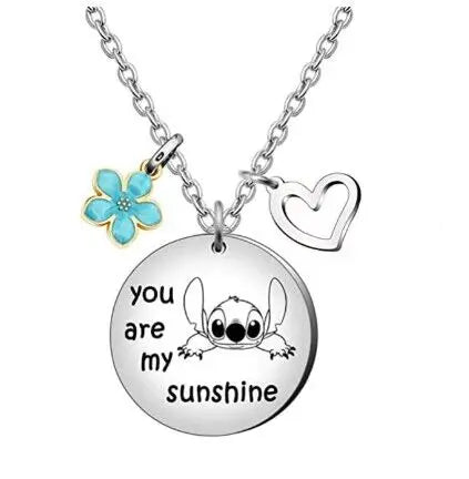 1pair Cute Lilo and Stitch Stainless Steels Pendant Necklace Kawaii Stitch Neck Chain for Man Accessories Gifts
