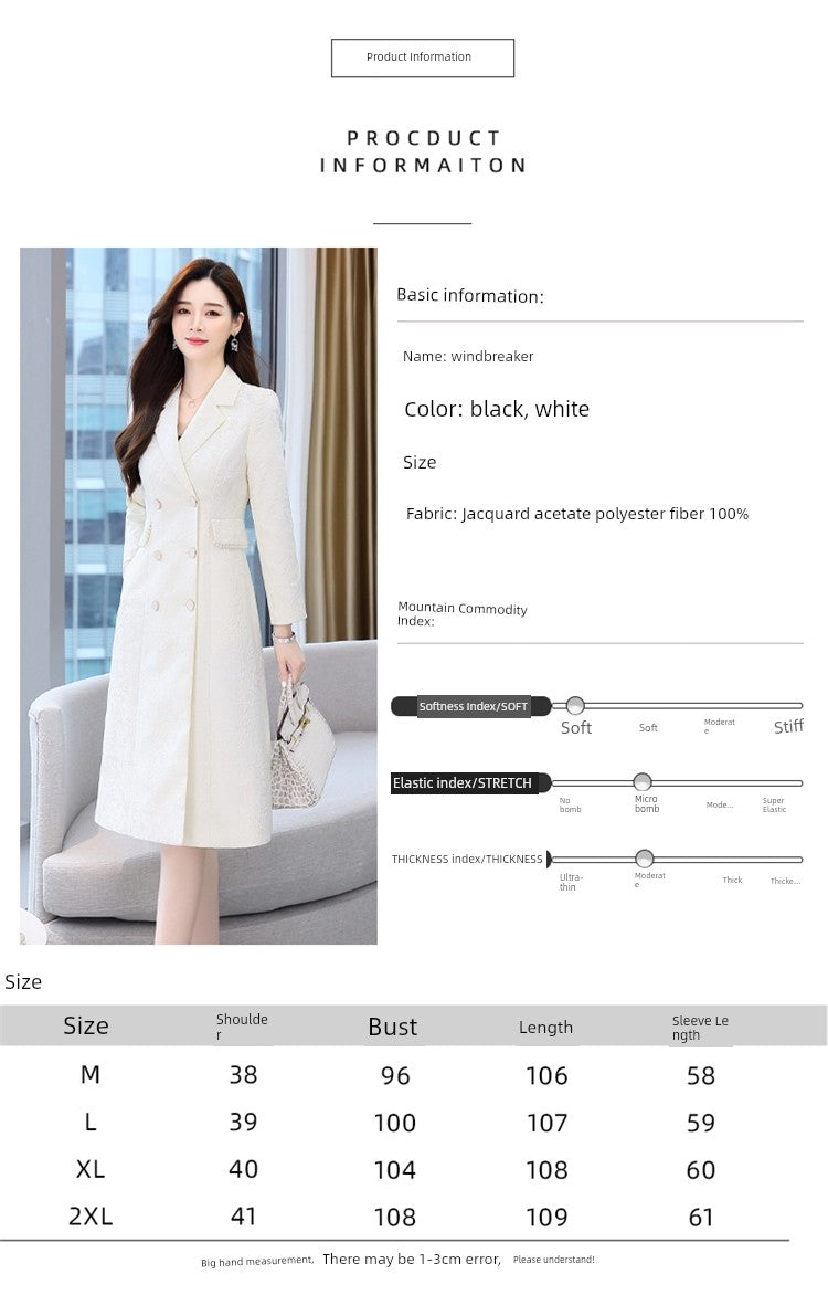 2024 Fashion Minimalist Generous Elegant Elegance Double Breasted Mid Length Long Length Trench Coat