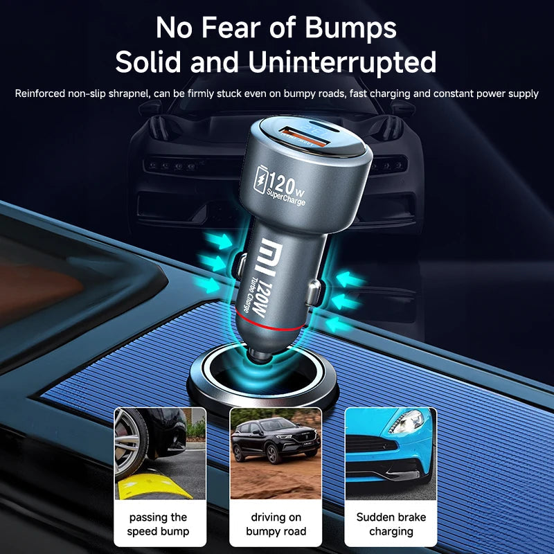 120W Xiaomi USB Type C Car Charger 67W 6A Turbo Fast Charging Adapter For Mi 14 13 13T 12 Pro Redmi Note K60 IPhone 16 15 Charge Viralgem Store