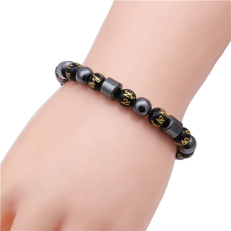 1PC Magnetic Therapy Bracelet Beads Hematite Stone Health Care Weight Loss Jewelry Magnet Mantra Natural Stone Bracelet