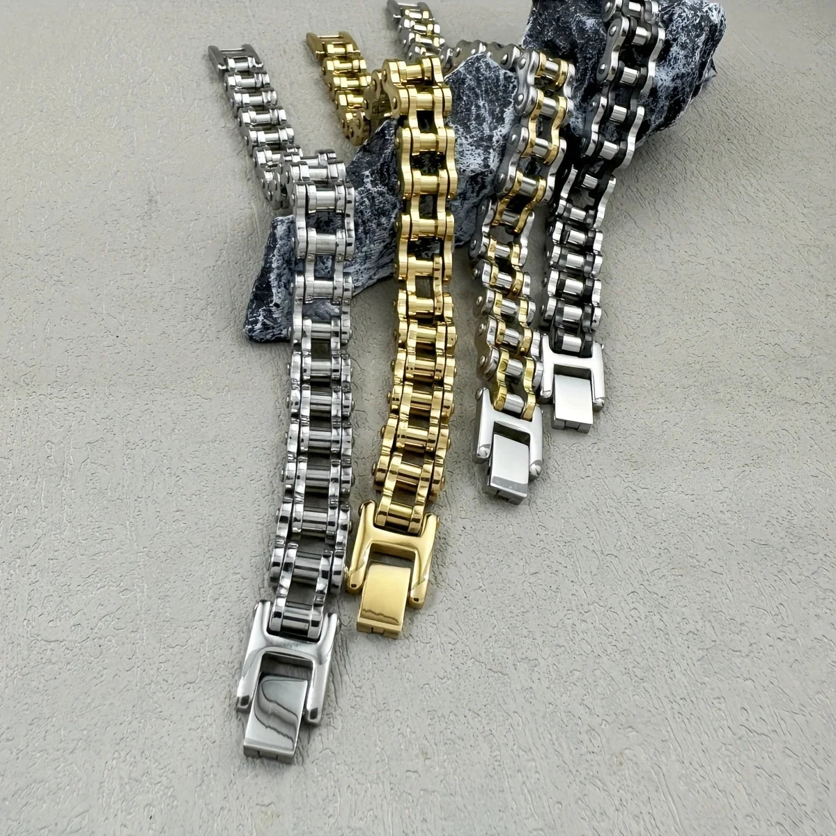 1pcs Punk Rock Stainless Steel Biker Mens Bracelet Link Chain Motorcycle Bike Bicycle Chain Bracelets Bangles Jewelry