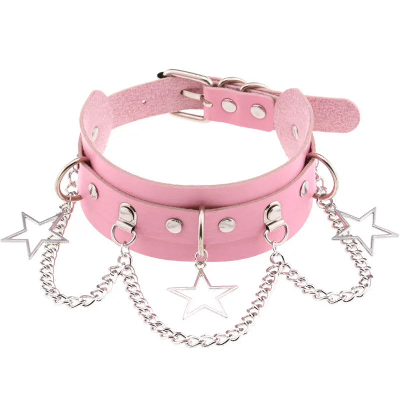 1Pc  Harajuku Cosplay Rivet Punk Rock Gothi Women Collar Sexy PU Leather Heart Cross Spike Hip Hop Bondage Choker Jewelry Bulk Viralgem Store