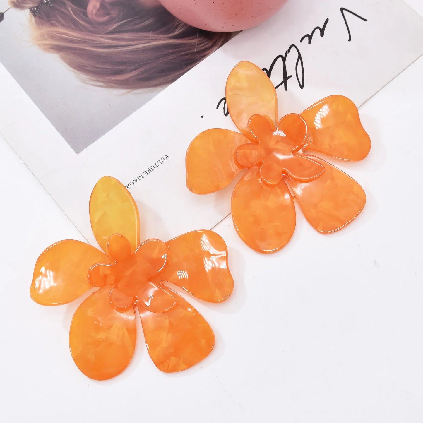 Acrylic Fashion Big Flower Pendant Earrings Double Layer Flowers Women's Earrings for Women 2023 New Party Jewelry Gifts