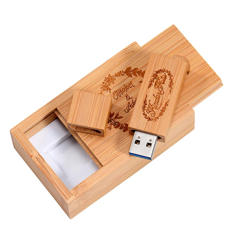 Wooden USB 3.0 Flash Drive 128GB High Speed Pen Drive 64GB Free Custom Logo Memory Stick Photography Wedding Gifts Pendrive 32GB