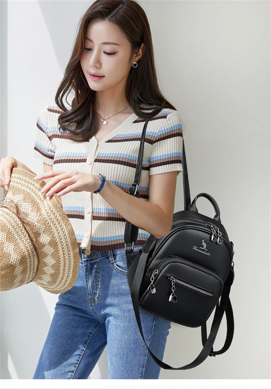 Women Travel Backpack for Teenager Girl 2024 Soft Leather Female Fashion 3 In 1 Bagpacks Large Capacity Ladies Mochilas Feminina Viralgem Store