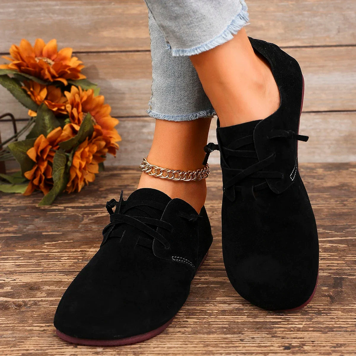 2025 Spring New Women's Flat Shoes Fashion Round Toe Flats Lightweight Lace-up Single Shoes Outdoor Casual Shoes Size 36-43 Viralgem Store