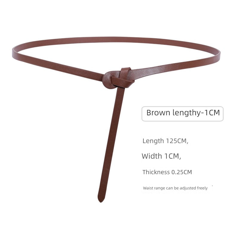 Women's Woolen Sweater Accessories Leather Coffee Color Lengthened Belt