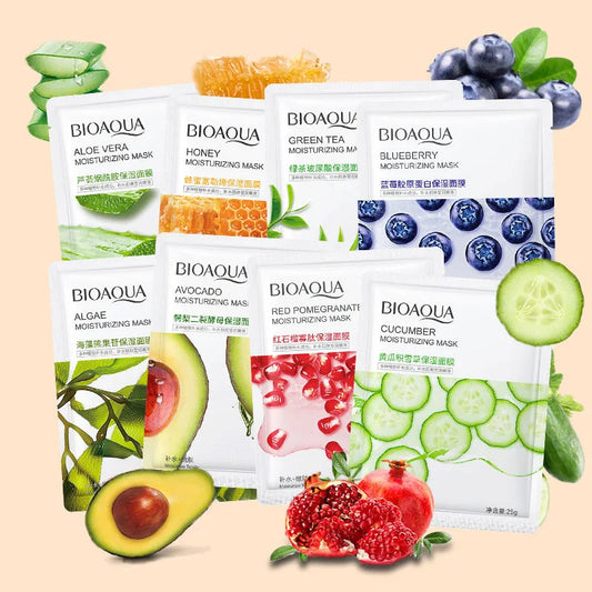 8pcs BIOAQUA Fruit Facial Masks Moisturizing Hydrating Brightening Anti-aging Face Mask Sheet Masks for Face Skin Care Viralgem Store