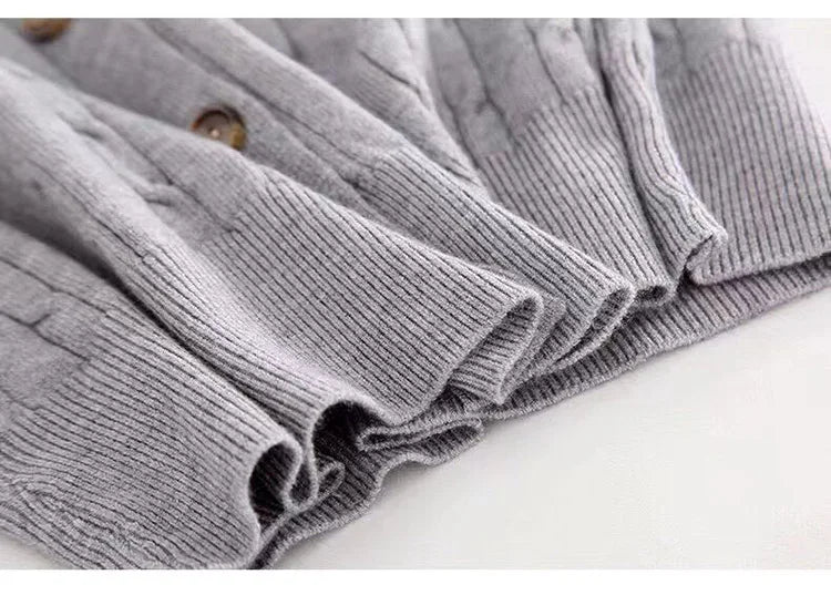 Women's Autumn And Winter Wool Sweater Version Loose Lazy Wind Short Girl Vintage Twist Button Sweater New Blouseo Female Tops