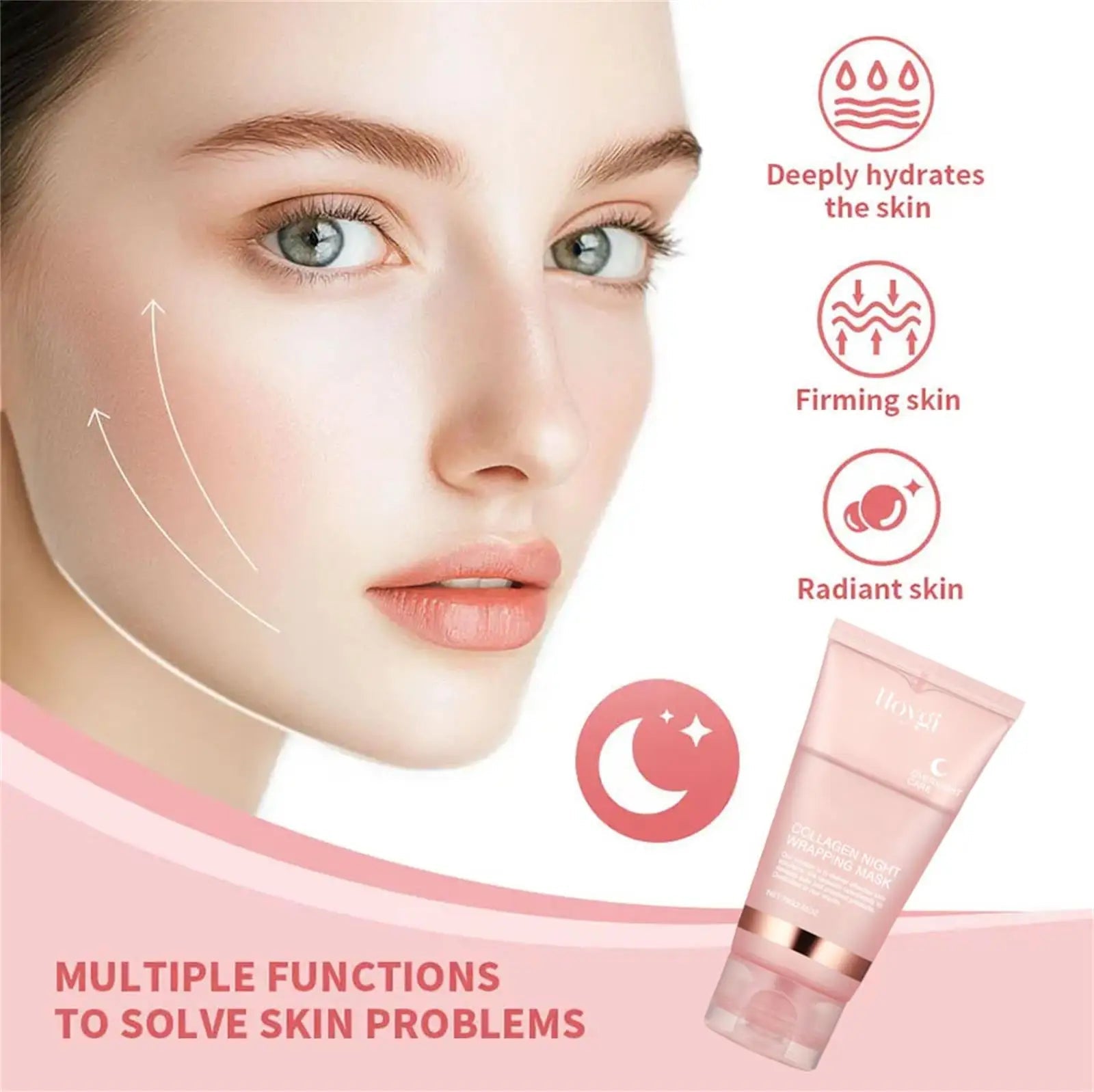 75ml Collagen Overnight Wrapping Peel Off Facial Mask Korean Collagen Night Wrapping Mask Deeply Hydrates Night Care Mask Cream Viralgem Store