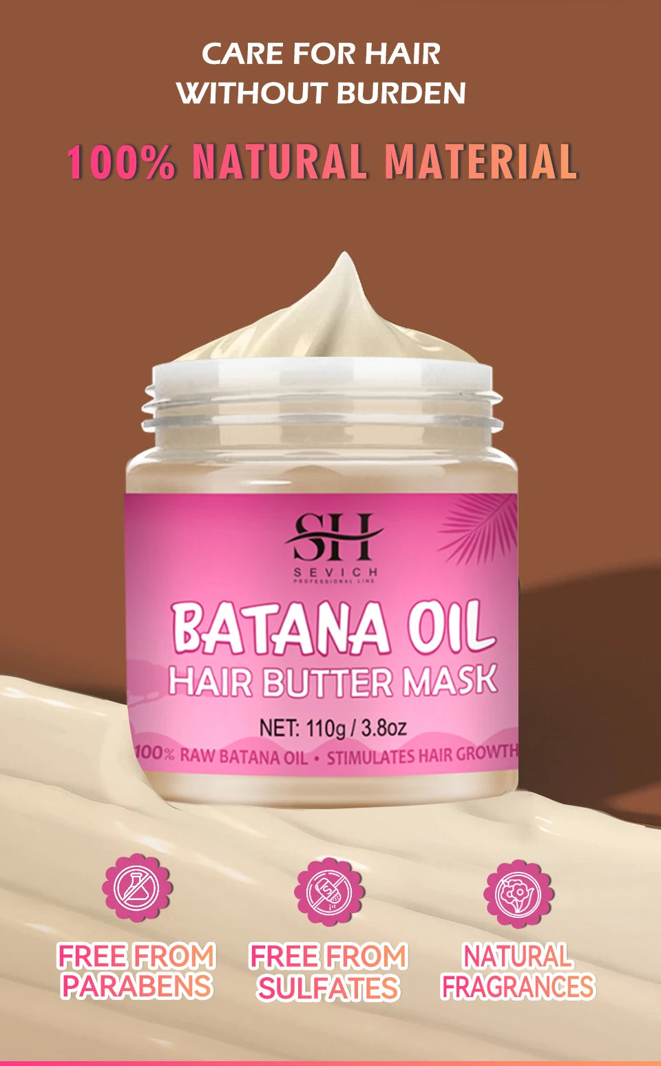 Africa Batana Mask oil Hair Butter Traction Alopecia Anti-break Hair Growth Care Products Moisturize Repair Dry Batana Hair mask