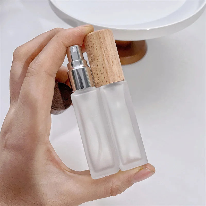 10ml Frosted Glass Perfume Bottle Refillable Square Press Spray Bottle Empty Atomizer Fine Mist Sample Vials Cosmetic Container Viralgem Store