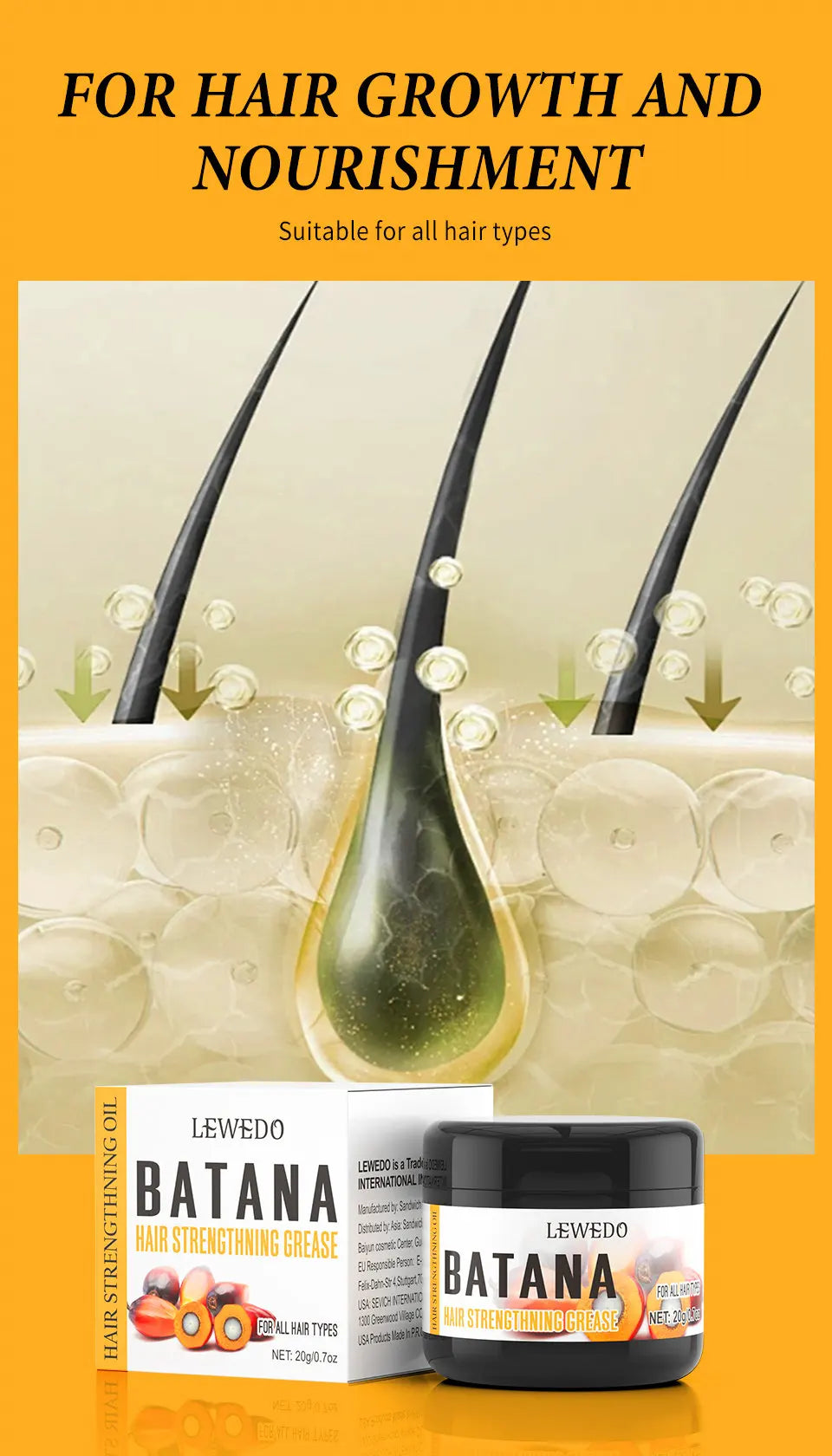 100% Pure Organic Hair Mask Batana Oil Hair Growth Oil Natural Treatment Nourish Reduce Hair Loss Anti-Breakage Hair Products