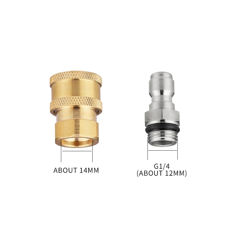 Adapter For High Pressure Washer Water Gun 1/4 Inch Quick Connector M14x1.5mm Connector For Snow Foam Lance Spray Nozzle
