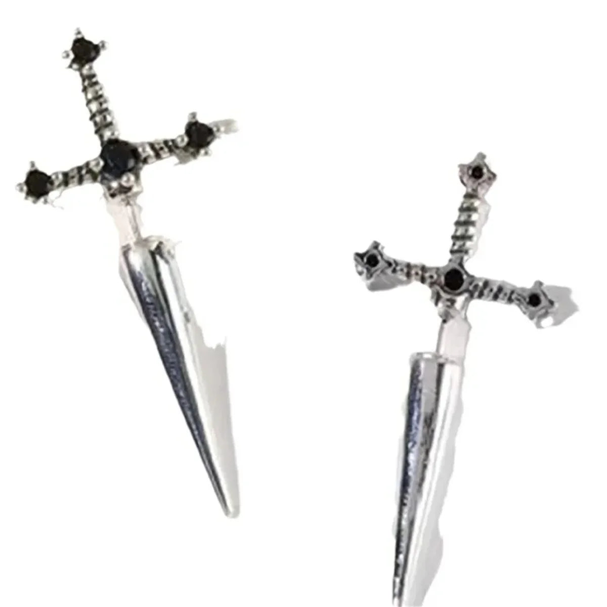 2pcs Gothic Kinitial Sword Stud Earrings,Vintage Cool Punk Crystal Goth Dagger Ear Piercing Jewelry Suitable for Daily Give Gift Viralgem Store