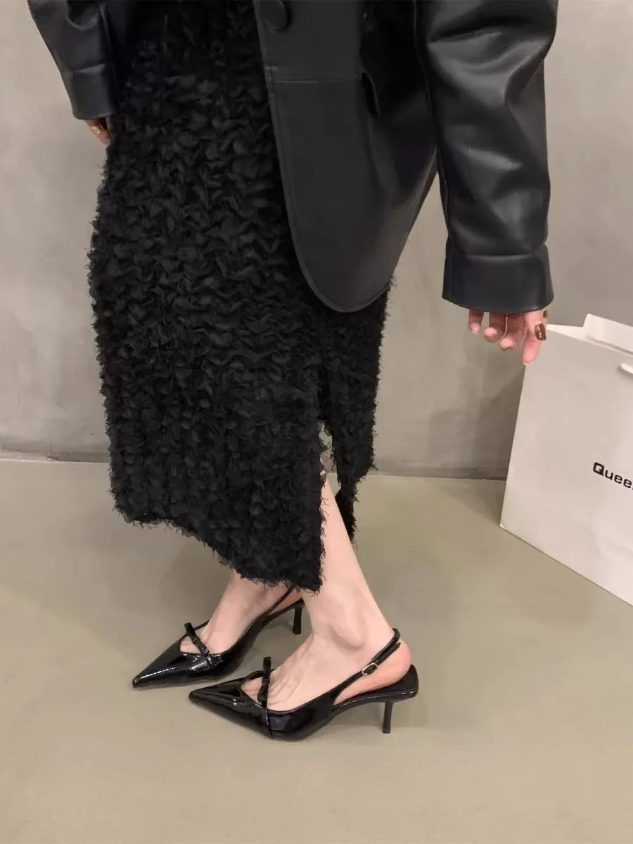 2024 Summer New Women's Shoes Fashion Light Smooth Monochrome Pointed Women's Sandals Thin High Heels Dress Sexy High Heels