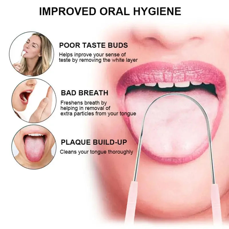 1PC Stainless Steel Tongue Scraper Cleaner Fresh Breath Cleaning Coated Tongue Toothbrush Oral Hygiene Care Tools Viralgem Store