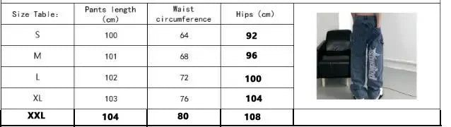 Y2K Women Fashion Streetwear Casual Letter Print Straight Wide Leg Pants Baggy Denim Trousers Men Low Rise Jeans Clothes