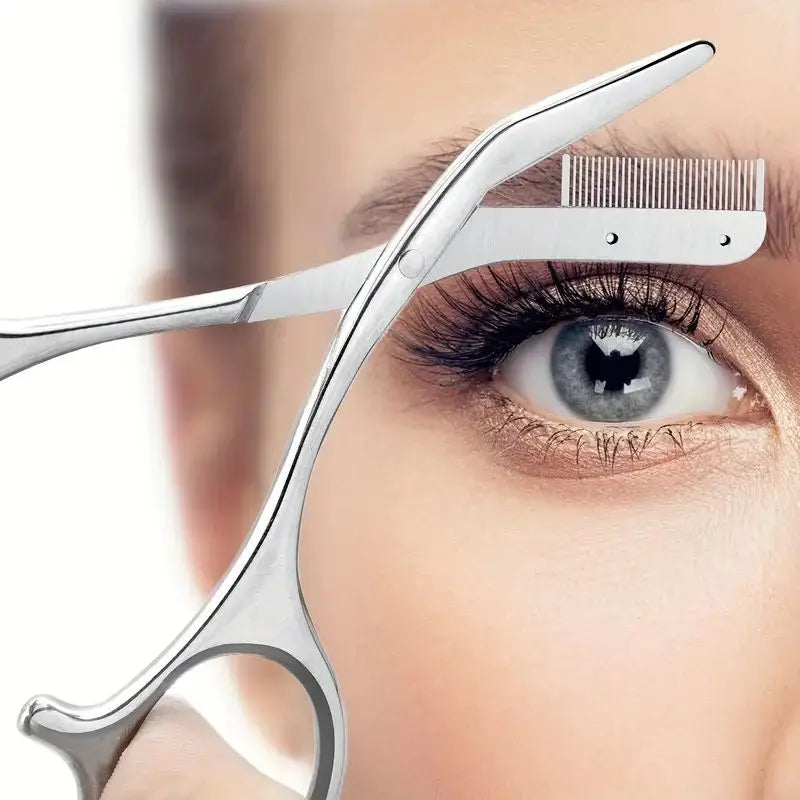 Stainless Steel Eyebrow Trimmer Scissors & Comb Set - Precision Grooming Tool for Men and Women - Effortless Hair Removal Viralgem Store