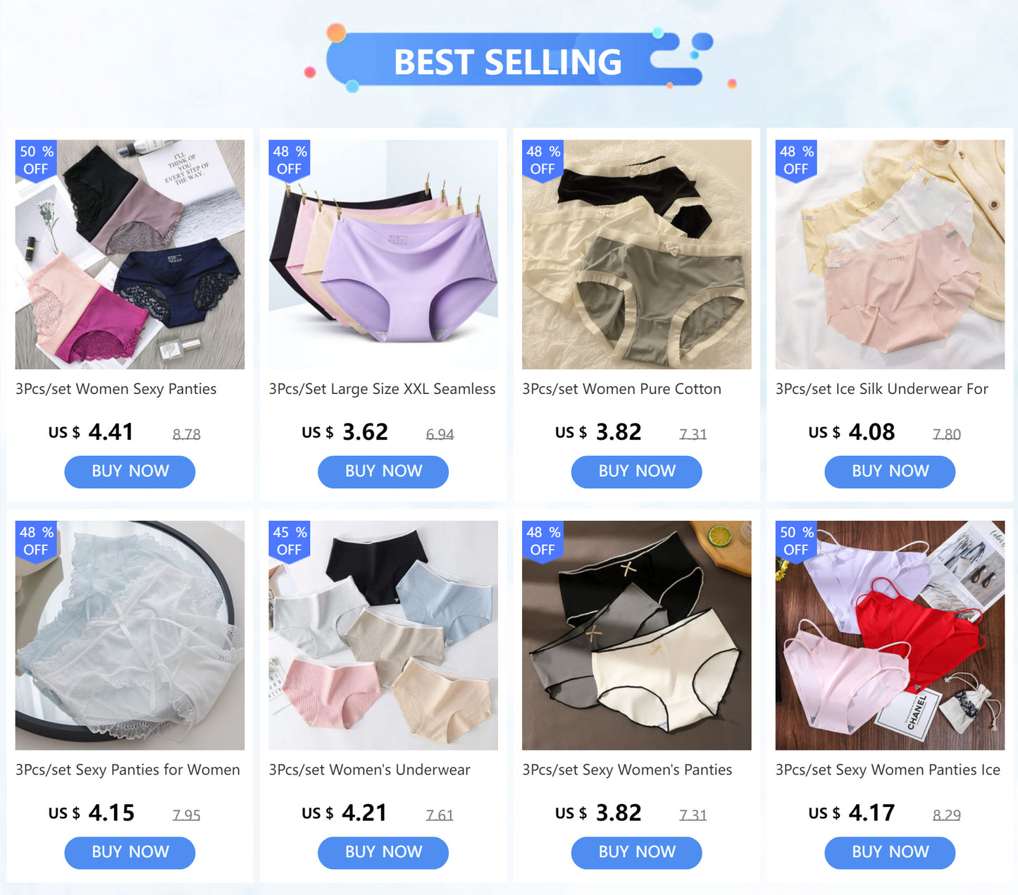3Pcs/set 10 Color Panties Cotton Women Comfortable Mid-waist Underwear Lingerie Breathable Female Panty Briefs