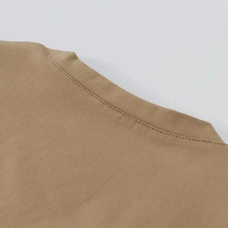 U-Neck Crop Top Solid Color Women Casual High Waist T Shirt Basic Sexy Streetwear Short Sleeve Slimming