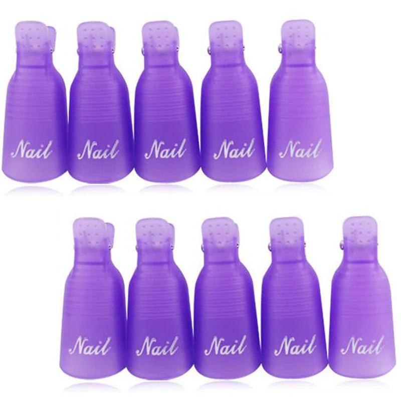 10Pcs/Box UV Gel Polish Remover Clips Colorful Acrylic Nail Art Soak Off Cap Clips DIY Nails Cleaning Manicure Finger Wrap Tools