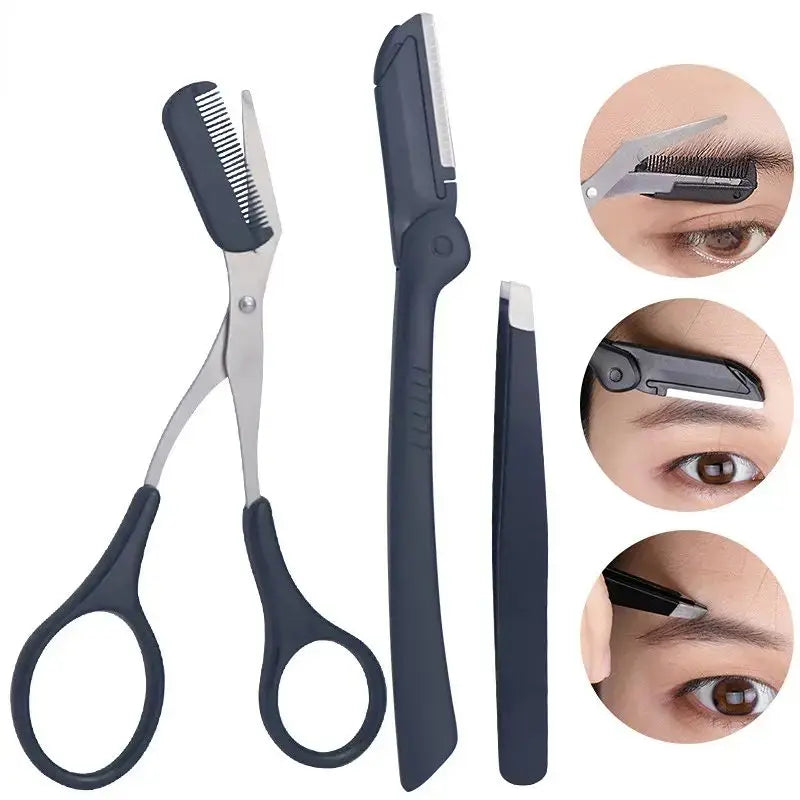 Stainless Steel Eyebrow Trimmer Scissors & Comb Set - Precision Grooming Tool for Men and Women - Effortless Hair Removal Viralgem Store