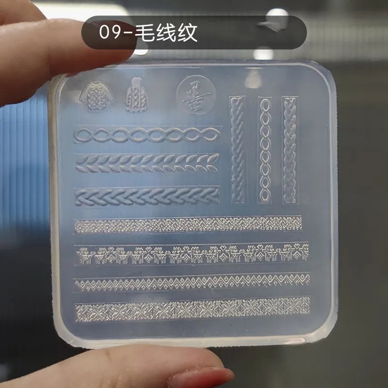 1pc Sweater Knitting Lace 3D Acrylic Mold Nail Art Decoration Nails DIY Design Silicone  Nail Art Template Nail  Mold