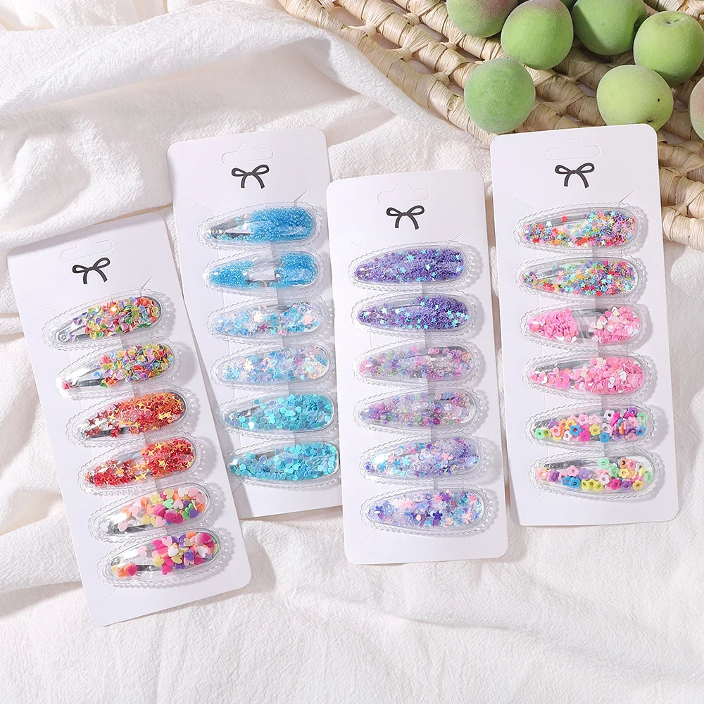 3/6pcs Children's Cartoon Hair Clip Set Rabbit Crown Flow Sofa Clip Sequin Butterfly Hairgripes Lovely Girls Hairpins Headwear