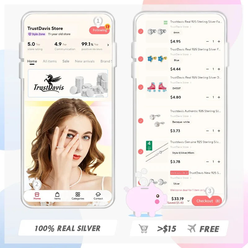 Trustdavis Authentic 925 Sterling Silver Sweet Irregular Baroque Pearl Stud Earrings For Women Wedding Party FIne Jewelry DA1224