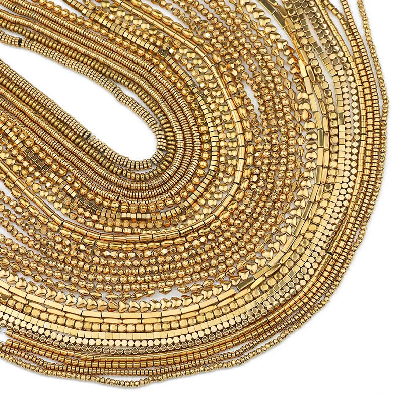 3A+ Retention Color Various Shapes Star Heart Hematite Natural Stone Plated Loose Gold Beads For Jewelry Making Diy Bracelets
