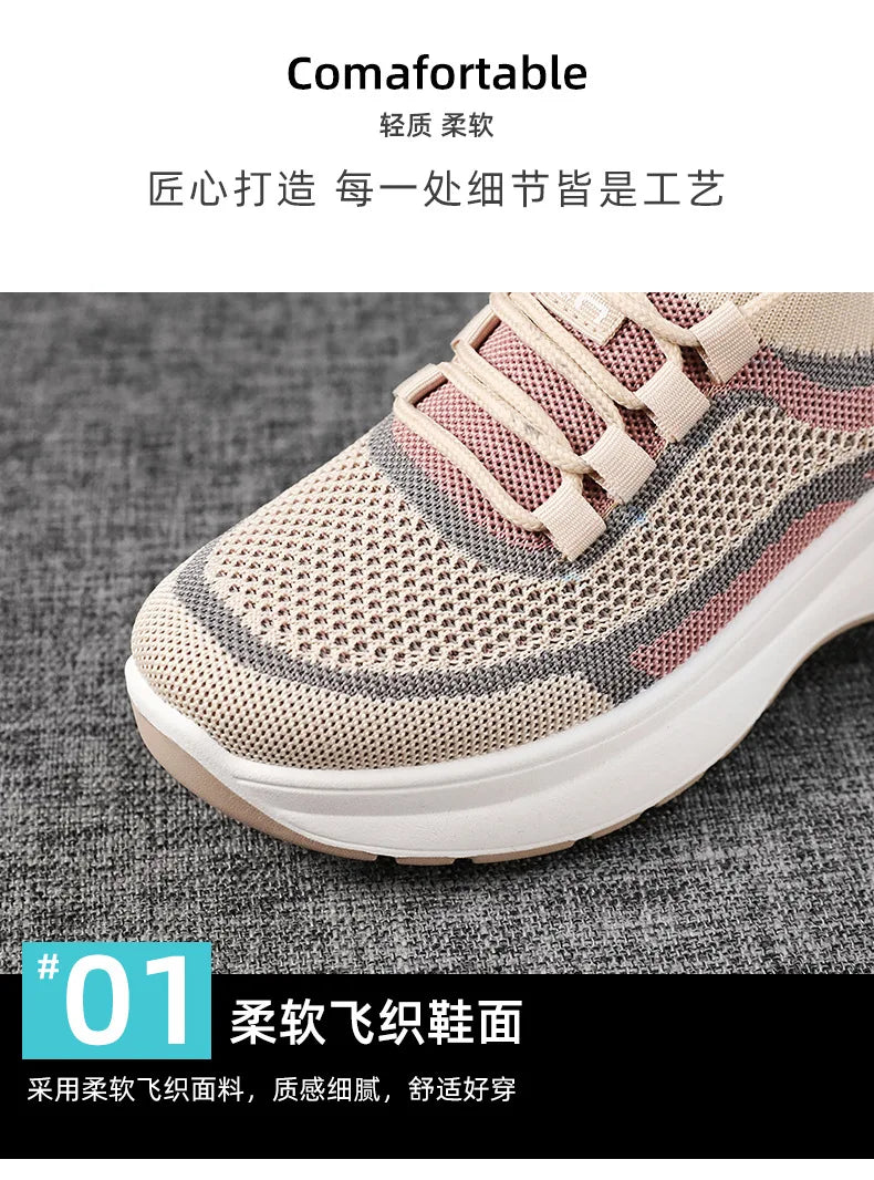 2024 summer platform casual women's shoes increase shoes mesh surface breathable comfortable sports shoes