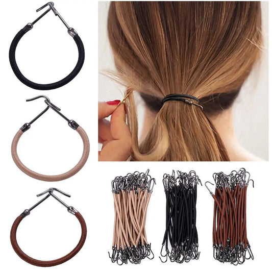 1/5/10pcs Casual Elastic Clips Bows Girls Women Bands Gum With Hooks Ponytail Holder Bungee Hair Thick Hair Accessories Headwear Viralgem Store