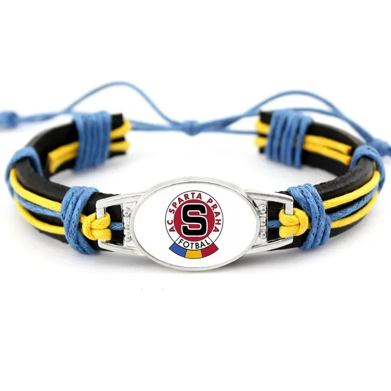 1PC Czech Republic  AC Sparta Praha Fotbal Charms Genuine Leather Bracelet Bangles Hand Braided Jewelry Dropshipping
